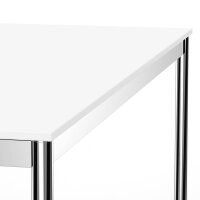 Schreibtisch Konferenztisch VST1 - 60 x 60 cm 16mm Weiss ABS Weiss Ohne Kabeldurchlass