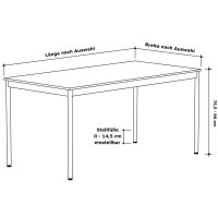 Schreibtisch Konferenztisch VST1 - 60 x 60 cm 16mm Weiss ABS Schwarz Ohne Kabeldurchlass