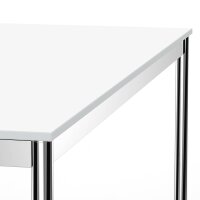 Schreibtisch Konferenztisch VST1 - 60 x 60 cm 16mm Weiss ABS Lichtgrau Ohne Kabeldurchlass