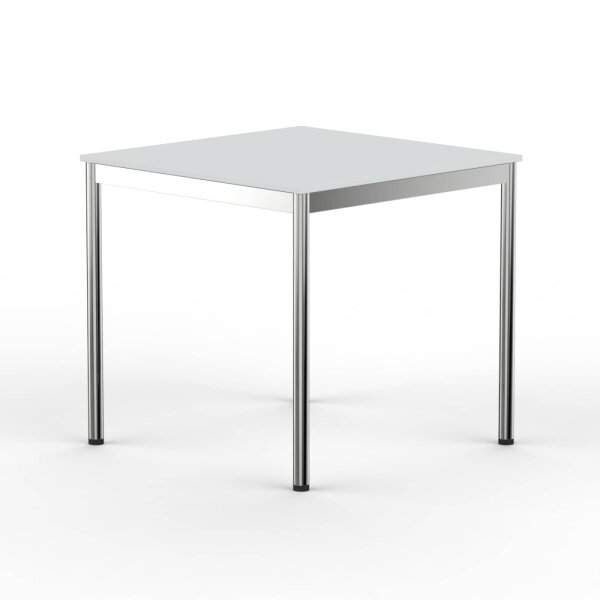 Schreibtisch Konferenztisch VST1 - 60 x 60 cm 16mm Lichtgrau ABS Weiss Ohne Kabeldurchlass