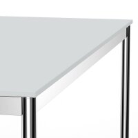 Schreibtisch Konferenztisch VST1 - 60 x 60 cm 16mm Lichtgrau ABS Weiss Ohne Kabeldurchlass