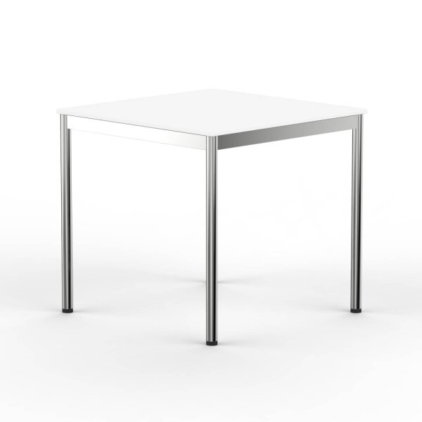 Schreibtisch Konferenztisch VST1 - 70 x 70 cm 16mm Weiss ABS Lichtgrau Ohne Kabeldurchlass