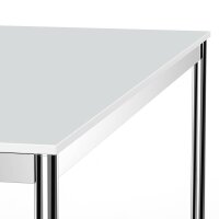 Schreibtisch Konferenztisch VST1 - 70 x 70 cm 16mm Lichtgrau ABS Weiss Ohne Kabeldurchlass