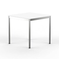 Schreibtisch Konferenztisch VST1 - 75 x 75 cm 16mm Weiss ABS Lichtgrau Ohne Kabeldurchlass