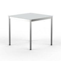 Schreibtisch Konferenztisch VST1 - 75 x 75 cm 16mm Lichtgrau ABS Weiss Ohne Kabeldurchlass