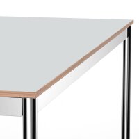 Schreibtisch Konferenztisch VST1 - 75 x 75 cm 16mm Lichtgrau ABS Weiss Ohne Kabeldurchlass