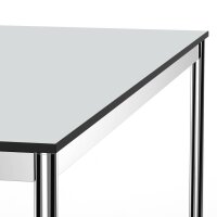 Schreibtisch Konferenztisch VST1 - 75 x 75 cm 16mm Lichtgrau ABS Schwarz Ohne Kabeldurchlass