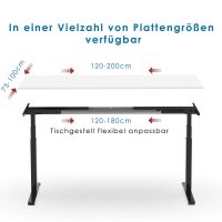 Elektrischer Schreibtisch VES1 - 120 x 75 cm 16mm Tischplatte Weiss ABS Weiss Gestell Schwarz Ohne Kabeldurchlass