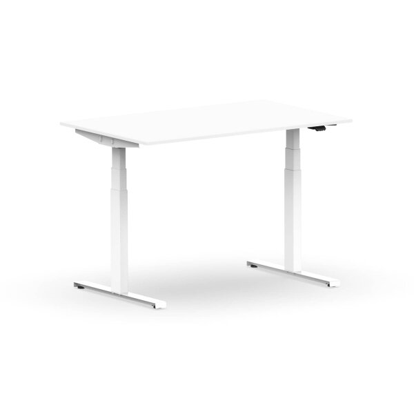 Elektrischer Schreibtisch VES1 - 120 x 75 cm 16mm Tischplatte Weiss ABS Weiss Gestell Weiss Ohne Kabeldurchlass Ohne Kabelkanal