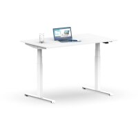 Elektrischer Schreibtisch VES1 - 120 x 75 cm 16mm Tischplatte Weiss ABS Weiss Gestell Weiss Ohne Kabeldurchlass Ohne Kabelkanal