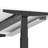 Elektrischer Schreibtisch VES1 - 120 x 75 cm 16mm Tischplatte Weiss ABS Lichtgrau Gestell Schwarz Ohne Kabeldurchlass Ohne Kabelkanal