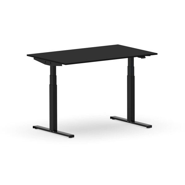 Elektrischer Schreibtisch VES1 - 120 x 75 cm 16mm Tischplatte Schwarz ABS Weiss Gestell Schwarz Ohne Kabeldurchlass