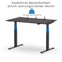 Elektrischer Schreibtisch VES1 - 120 x 75 cm 16mm Tischplatte Schwarz ABS Weiss Gestell Schwarz Ohne Kabeldurchlass Ohne Kabelkanal