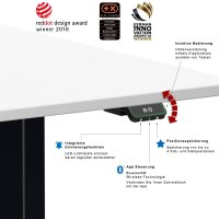 Elektrischer Schreibtisch VES1 - 120 x 80 cm 16mm Tischplatte Weiss ABS Lichtgrau Gestell Schwarz Ohne Kabeldurchlass Ohne Kabelkanal