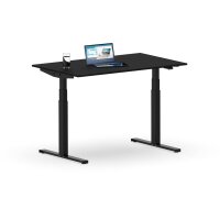 Elektrischer Schreibtisch VES1 - 120 x 80 cm 16mm Tischplatte Schwarz ABS Weiss Gestell Schwarz Ohne Kabeldurchlass Ohne Kabelkanal