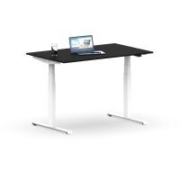 Elektrischer Schreibtisch VES1 - 120 x 80 cm 16mm Tischplatte Schwarz ABS Schwarz Gestell Weiss Ohne Kabeldurchlass Ohne Kabelkanal