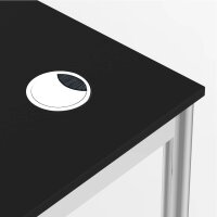 Schreibtisch Konferenztisch VST1 - 80 x 80 cm 16mm Schwarz ABS Weiss Ohne Kabeldurchlass