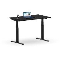 Elektrischer Schreibtisch VES1 - 120 x 90 cm 16mm Tischplatte Schwarz ABS Schwarz Gestell Schwarz Ohne Kabeldurchlass Ohne Kabelkanal
