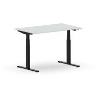 Elektrischer Schreibtisch VES1 - 140 x 100 cm 16mm Tischplatte Lichtgrau ABS Schwarz Gestell Schwarz Ohne Kabeldurchlass Ohne Kabelkanal