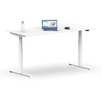 Elektrischer Schreibtisch VES1 - 150 x 75 cm 16mm Tischplatte Weiss ABS Schwarz Gestell Weiss Ohne Kabeldurchlass