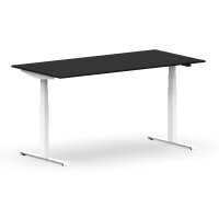 Elektrischer Schreibtisch VES1 - 150 x 75 cm 16mm Tischplatte Schwarz ABS Weiss Gestell Weiss Ohne Kabeldurchlass Ohne Kabelkanal