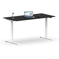 Elektrischer Schreibtisch VES1 - 150 x 75 cm 16mm Tischplatte Schwarz ABS Weiss Gestell Weiss Ohne Kabeldurchlass Ohne Kabelkanal