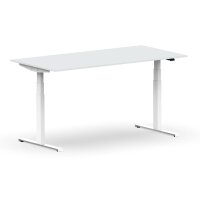 Elektrischer Schreibtisch VES1 - 150 x 75 cm 16mm Tischplatte Lichtgrau ABS Weiss Gestell Weiss Ohne Kabeldurchlass