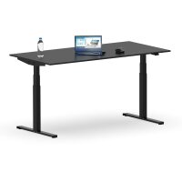 Elektrischer Schreibtisch VES1 - 150 x 80 cm 16mm Tischplatte Schwarz ABS Weiss Gestell Schwarz Ohne Kabeldurchlass Ohne Kabelkanal