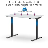 Elektrischer Schreibtisch VES1 - 150 x 80 cm 16mm Tischplatte Lichtgrau ABS Lichtgrau Gestell Schwarz Ohne Kabeldurchlass