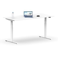 Elektrischer Schreibtisch VES1 - 150 x 90 cm 16mm Tischplatte Weiss ABS Weiss Gestell Weiss Ohne Kabeldurchlass