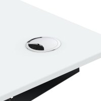 Elektrischer Schreibtisch VES1 - 150 x 90 cm 16mm Tischplatte Lichtgrau ABS Schwarz Gestell Weiss Ohne Kabeldurchlass Ohne Kabelkanal