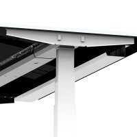 Elektrischer Schreibtisch VES1 - 150 x 90 cm 16mm Tischplatte Lichtgrau ABS Schwarz Gestell Weiss Ohne Kabeldurchlass Ohne Kabelkanal