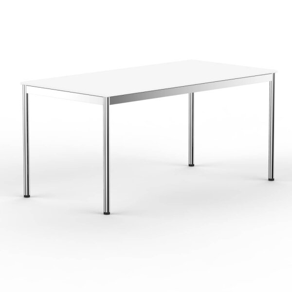 Schreibtisch 100 x 60 cm 16mm Tischplatte Weiss ABS Weiss Ohne Kabeldurchlass