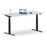 Elektrischer Schreibtisch VES1 - 160 x 100 cm 16mm Tischplatte Lichtgrau ABS Weiss Gestell Schwarz Ohne Kabeldurchlass Ohne Kabelkanal