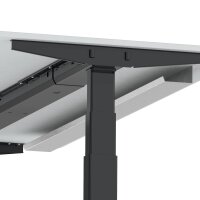 Elektrischer Schreibtisch VES1 - 160 x 100 cm 16mm Tischplatte Lichtgrau ABS Weiss Gestell Schwarz Ohne Kabeldurchlass Ohne Kabelkanal