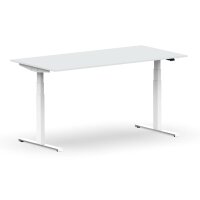 Elektrischer Schreibtisch VES1 - 160 x 100 cm 16mm Tischplatte Lichtgrau ABS Schwarz Gestell Weiss Ohne Kabeldurchlass Ohne Kabelkanal
