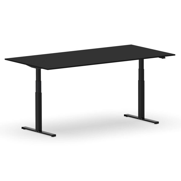 Elektrischer Schreibtisch VES1 - 180 x 75 cm 16mm Tischplatte Schwarz ABS Weiss Gestell Schwarz Ohne Kabeldurchlass