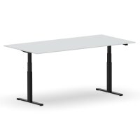 Elektrischer Schreibtisch VES1 - 180 x 75 cm 16mm Tischplatte Lichtgrau ABS Weiss Gestell Schwarz Ohne Kabeldurchlass Ohne Kabelkanal