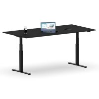 Elektrischer Schreibtisch VES1 - 180 x 80 cm 16mm Tischplatte Schwarz ABS Weiss Gestell Schwarz Ohne Kabeldurchlass Ohne Kabelkanal