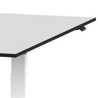 Elektrischer Schreibtisch VES1 - 180 x 80 cm 16mm Tischplatte Schwarz ABS Lichtgrau Gestell Weiss Ohne Kabeldurchlass