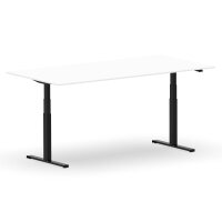 Elektrischer Schreibtisch VES1 - 180 x 90 cm 16mm Tischplatte Weiss ABS Lichtgrau Gestell Schwarz Ohne Kabeldurchlass