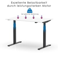 Elektrischer Schreibtisch VES1 - 180 x 90 cm 16mm Tischplatte Weiss ABS Lichtgrau Gestell Schwarz Ohne Kabeldurchlass