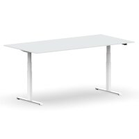 Elektrischer Schreibtisch VES1 - 180 x 90 cm 16mm Tischplatte Lichtgrau ABS Weiss Gestell Weiss Ohne Kabeldurchlass Ohne Kabelkanal