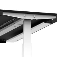 Elektrischer Schreibtisch VES1 - 200 x 100 cm 16mm Tischplatte Schwarz ABS Schwarz Gestell Weiss Ohne Kabeldurchlass Ohne Kabelkanal