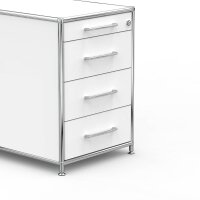 Standcontainer 05601 - 60cm - 4 Schubladen Holz Weiss Schloss 043