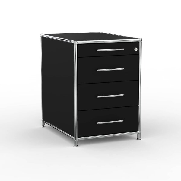 Standcontainer 05601 - 60cm - 4 Schubladen Holz Schwarz Schloss 115