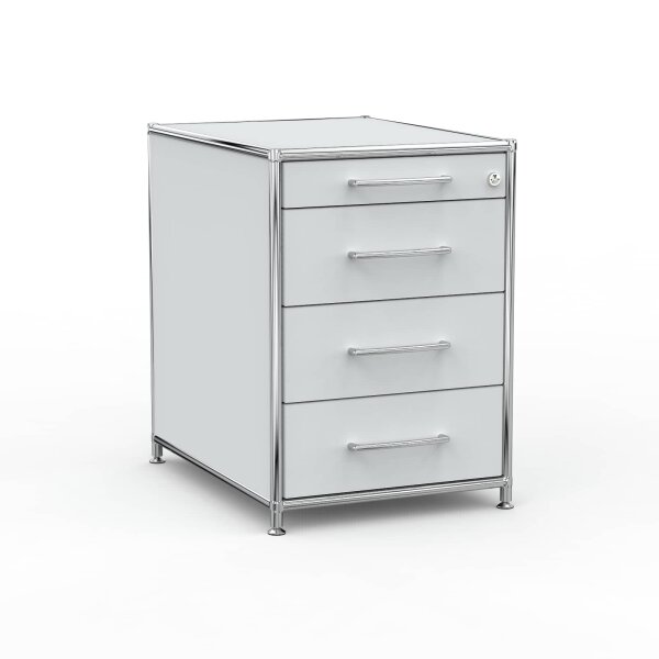 Standcontainer 05601 - 60cm - 4 Schubladen Holz Lichtgrau Schloss 050
