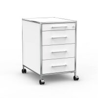 Rollcontainer 05601 - 60cm - 4 Schubladen Holz Weiss Schloss 045