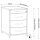 Rollcontainer 05601 - 60cm - 4 Schubladen Holz Weiss Schloss 058