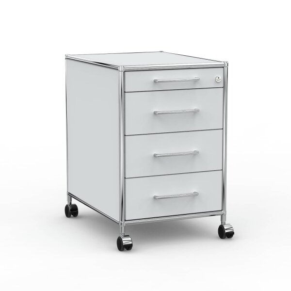 Rollcontainer 05601 - 60cm - 4 Schubladen Holz Lichtgrau Schloss 092
